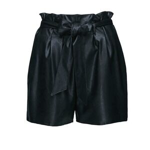 NWT Revolve x Commando Size XS Black Vegan Leather Paperbag Waist Shorts